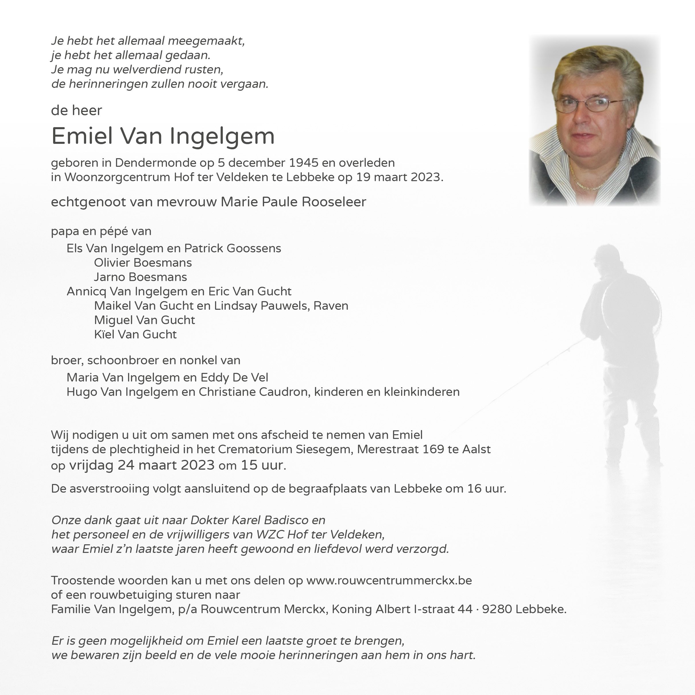 Van Ingelgem Emiel rouwbrief