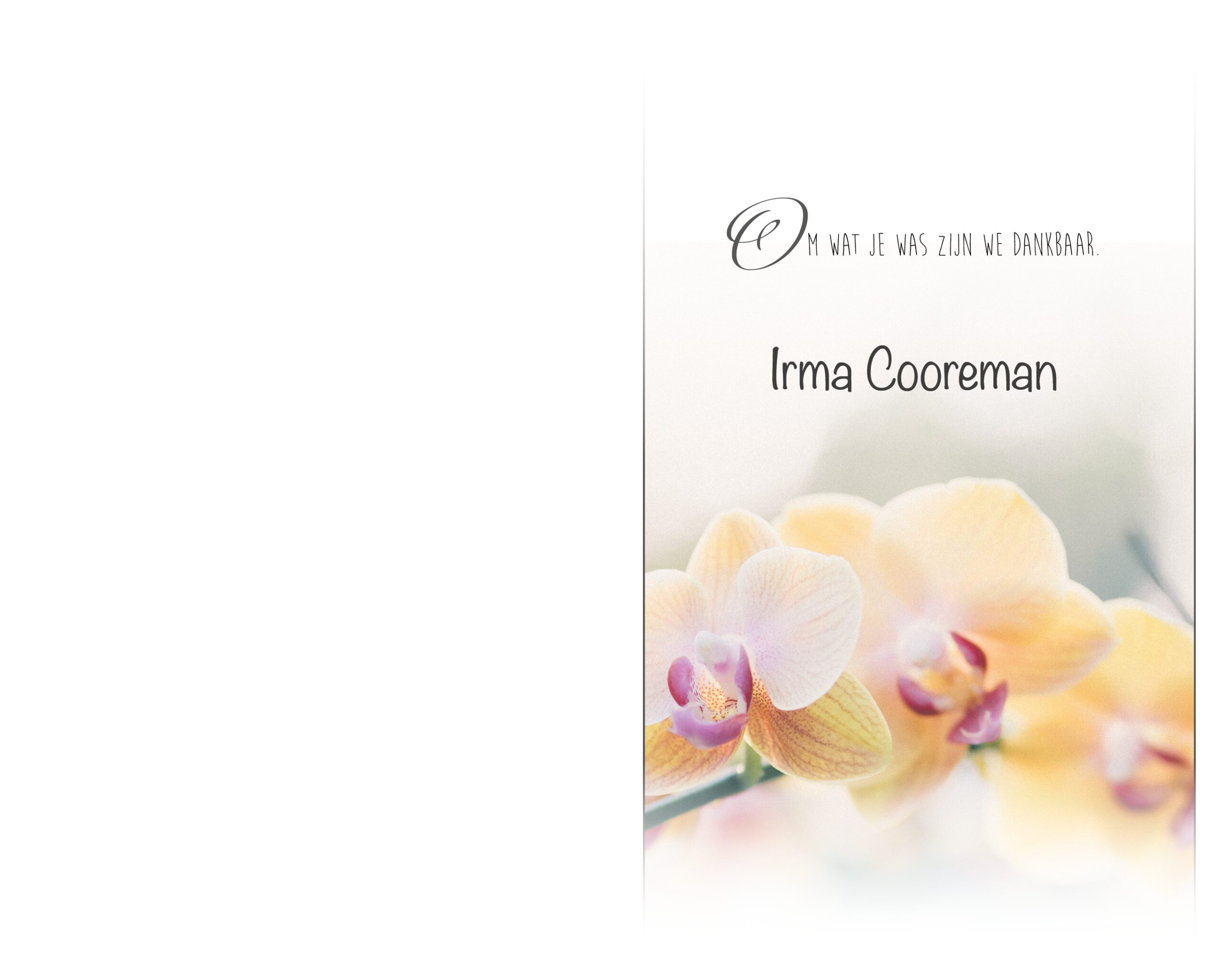 Cooreman Irma rouwbrief